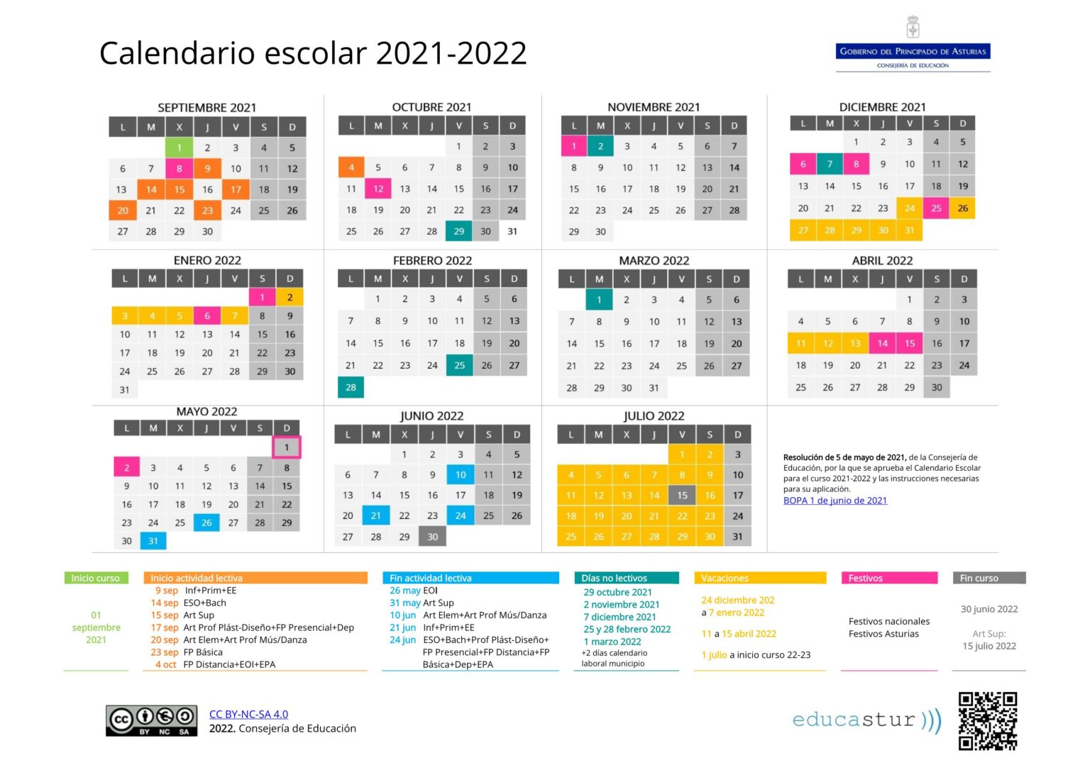 Calendario Escolar CIFP del Mar